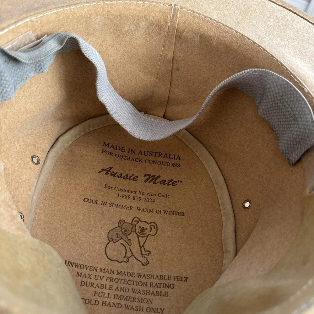 Aussie Mate Hats Brown Suede Western Hat with Braided Band Sz XL Australia Made